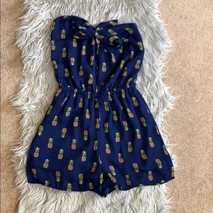 Strapless Pineapple Print Romper